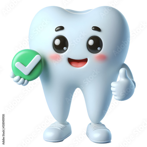 3d cute tooth mascot cartoon character illustration