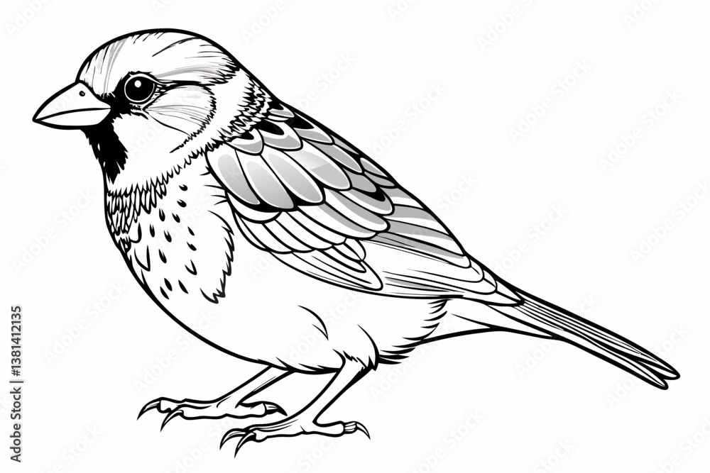 coloring page line art the house sparrow black vector coloring page line art the house sparrow black vector
