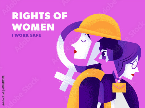 workplace safety for women poster illustration for workers rights banner