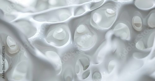 Fototapeta Naklejka Na Ścianę i Meble -  3d abstract patterns floating in air with a shallow depth of field, all white with white background