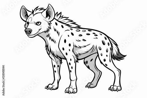coloring page line art the hyena black vector