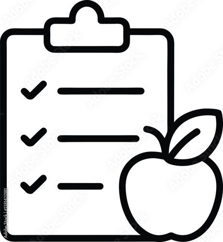 A line icon of diet plan chart. vector illustration