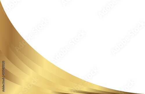 Abstract gold curved wave isolated on transparent background, perfect for luxury branding, invitations, certificates, or upscale graphic design projects.