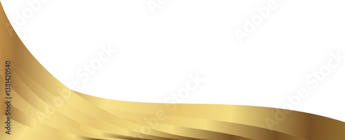 Abstract gold curved wave isolated on transparent background, perfect for luxury branding, invitations, certificates, or upscale graphic design projects.