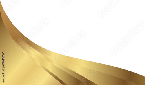 Abstract gold curved wave isolated on transparent background, perfect for luxury branding, invitations, certificates, or upscale graphic design projects.