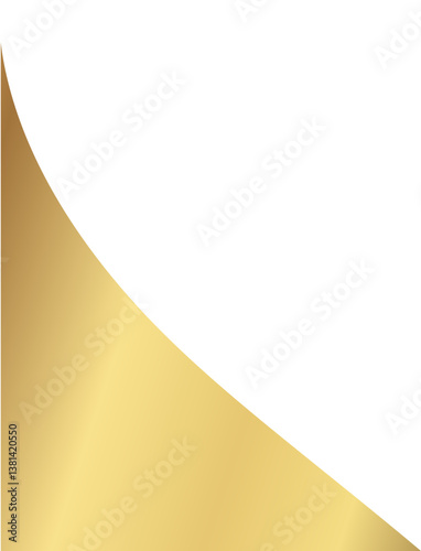 Abstract gold curved wave isolated on transparent background, perfect for luxury branding, invitations, certificates, or upscale graphic design projects.