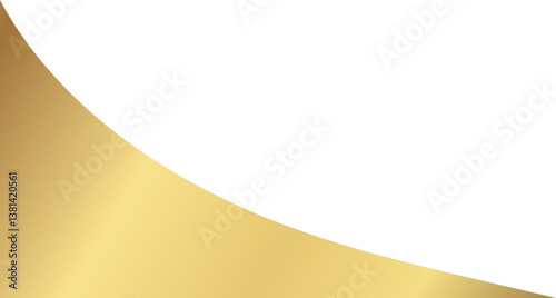 Abstract gold curved wave isolated on transparent background, perfect for luxury branding, invitations, certificates, or upscale graphic design projects.