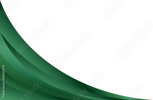 Elegant abstract green curved waves frame as cover decoration isolated on transparent background.