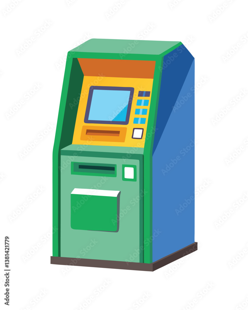 A vector illustration of ATM Machine on white background A vector illustration of ATM Machine on white background