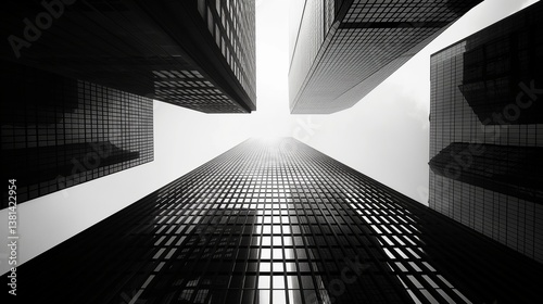A striking monochrome cityscape photo with bold lines and dramatic depth