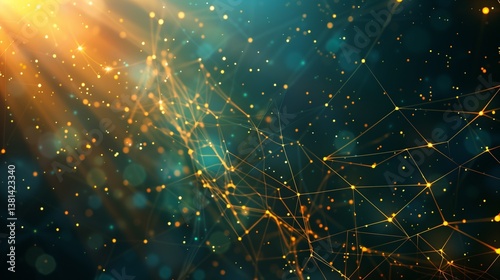A futuristic abstract network design with glowing connection lines and tech-inspired elements, featuring space for text