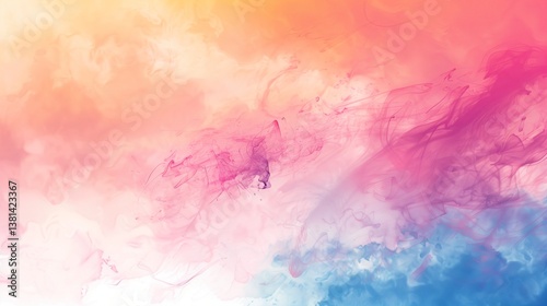 A harmonious watercolor-style abstract design with seamless color gradients and integrated text area