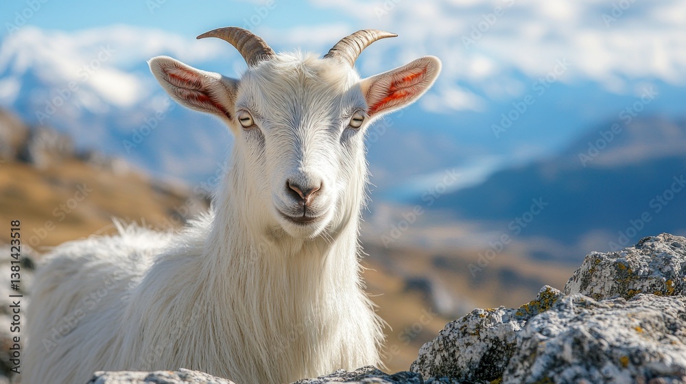 Fototapeta premium Majestic Mountain Goat: A Portrait of Serenity