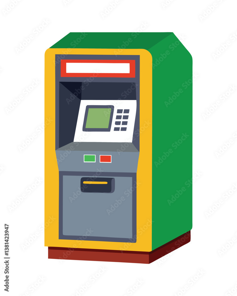 A vector illustration of ATM Machine on white background A vector illustration of ATM Machine on white background