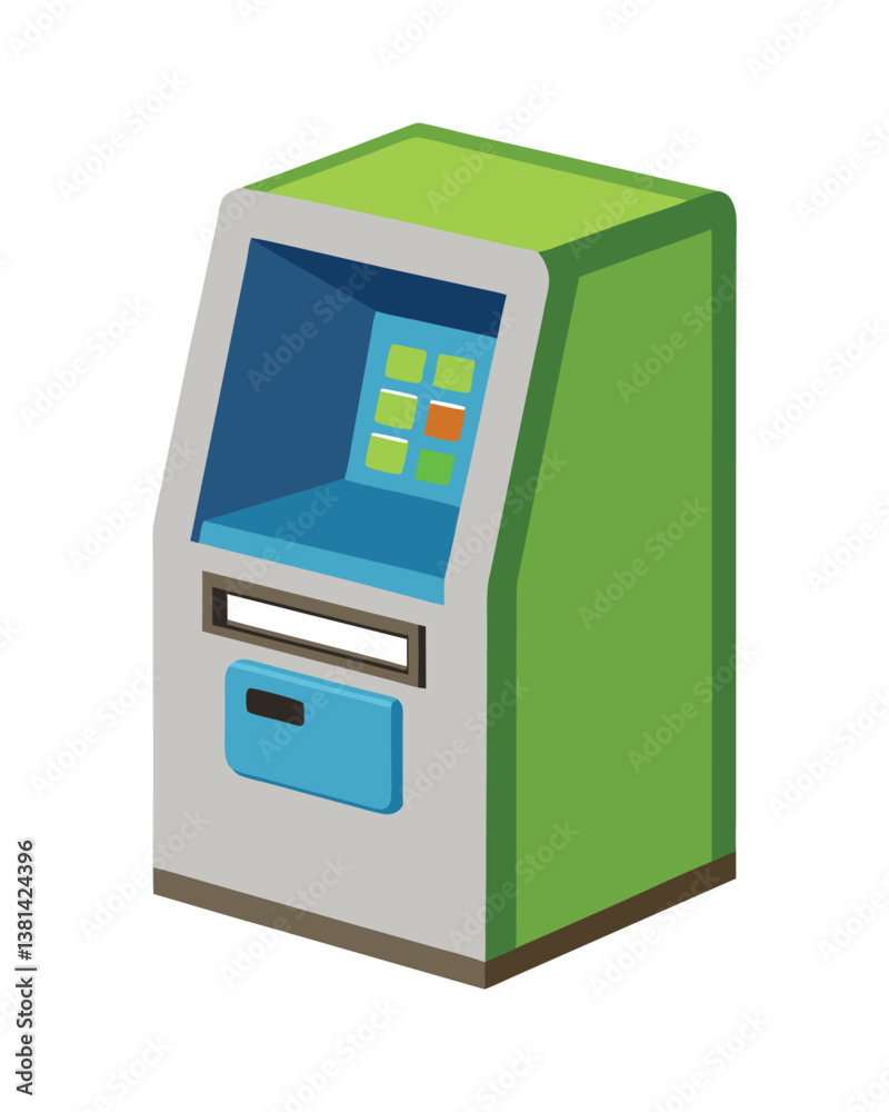 A vector illustration of ATM Machine on white background A vector illustration of ATM Machine on white background
