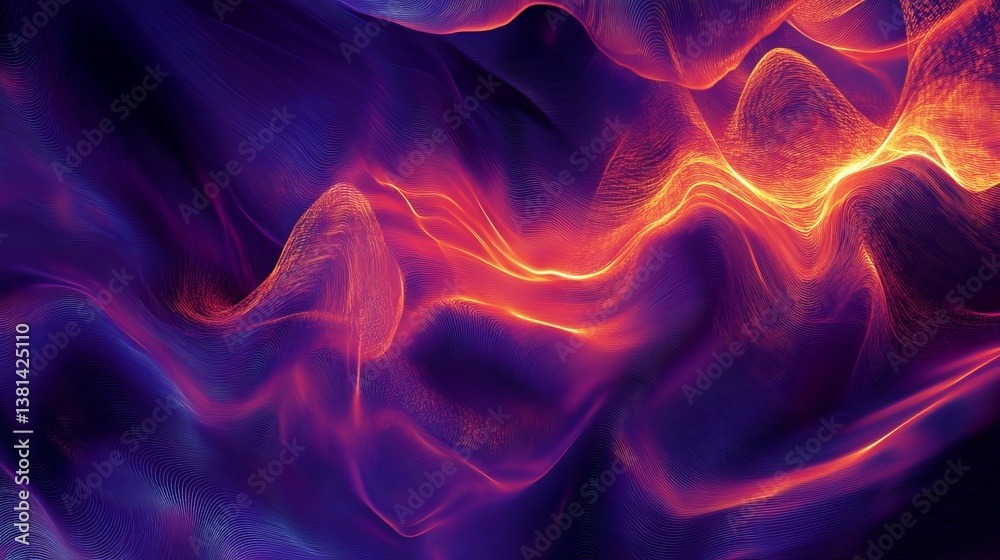 Abstract waves of purple and orange light creating a flowing and dynamic visual pattern effect design Abstract waves of purple and orange light creating a flowing and dynamic visual pattern effect design