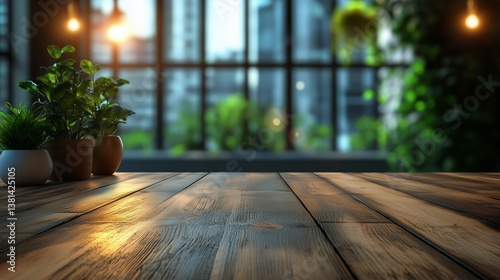 Cozy Urban Workspace With Plants and Natural Light in the Late Afternoon