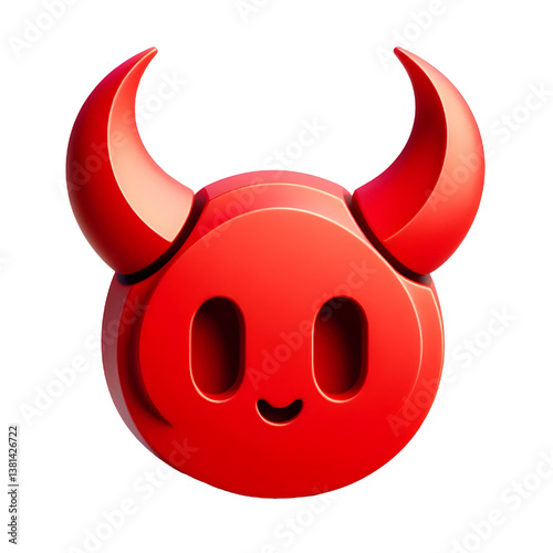 3D Halloween red devil horns. Cutout satan character horns design element isolated on white background