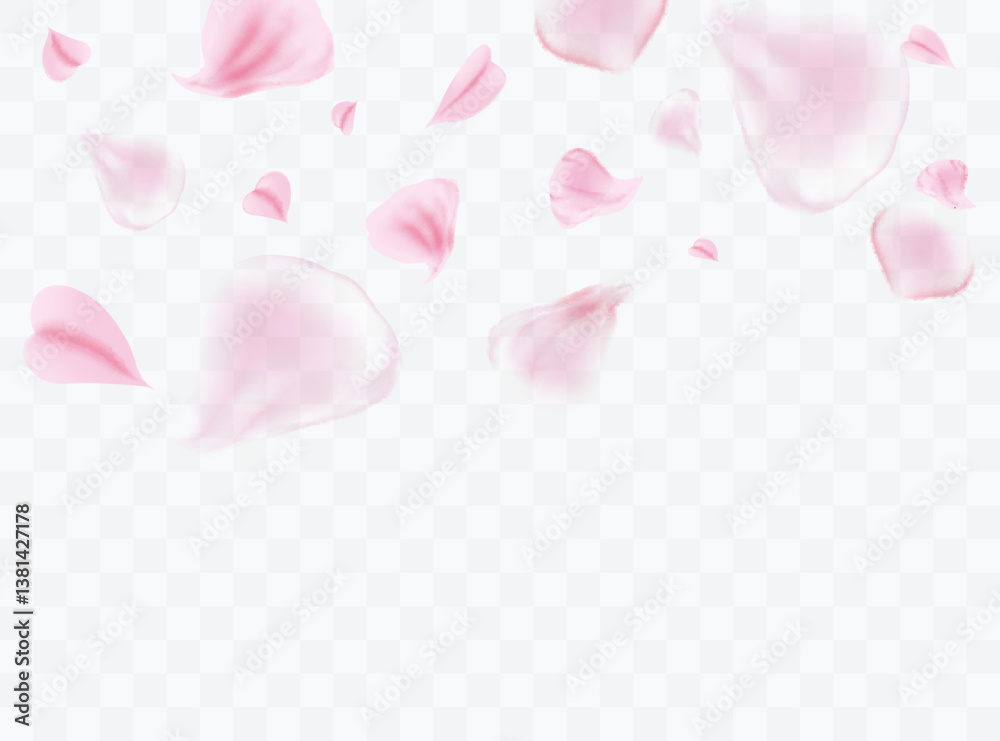 Pink rose or sakura petals. Spring Flowers. Romantic background. Vector illustration Pink rose or sakura petals. Spring Flowers. Romantic background. Vector illustration