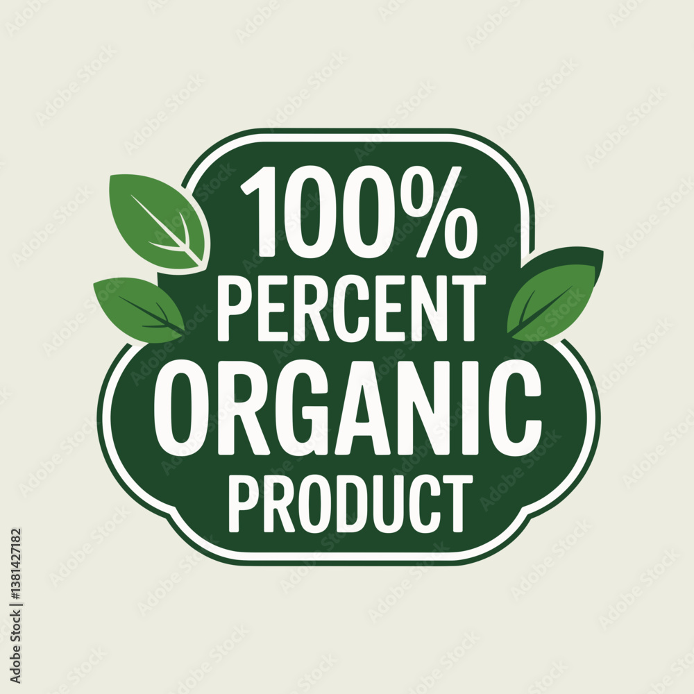 Fototapeta premium 100% Organic Product Badge – Eco Friendly Label Design