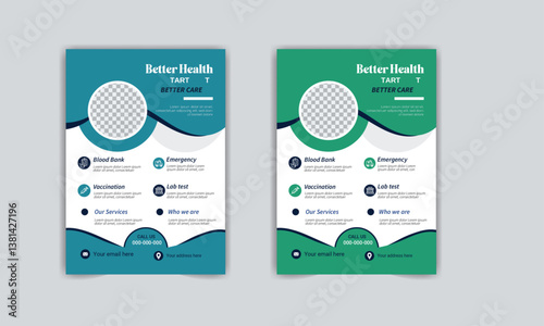 medical a bundle of 5 templates of a4 flyer, Flyer template layout design. business flyer, brochure, magazine or flier mockup in bright colors. perfect for creative professional business. 