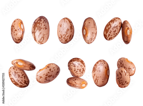Konstfotografi Set of pinto beans close up isolated on white background