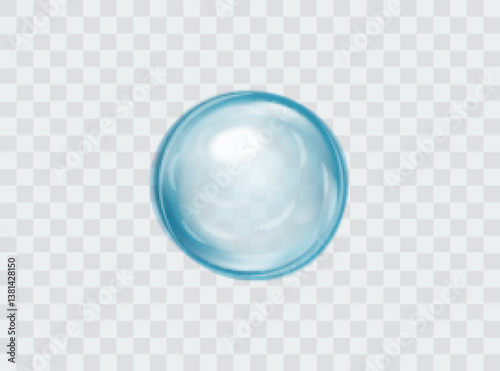 Collagen blue drops. Hyaluronic acid bubbles. Cosmetic serum. Skincare product. Vector illustration