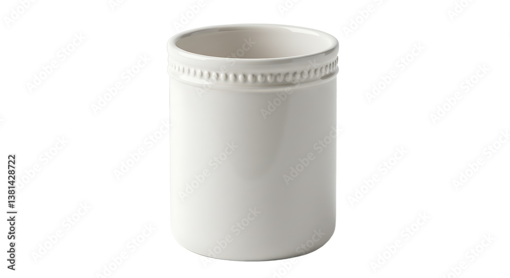 Isolated White Ceramic Container on White Background Studio Shot Style Isolated White Ceramic Container on White Background Studio Shot Style