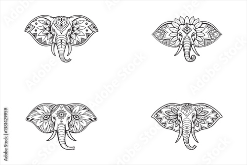 Elephant head vector silhouette