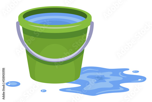 Bucket with water vector design illustration isolated on white background. Vector illustration