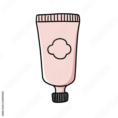 Tube of cream in a minimalist style against a white background  