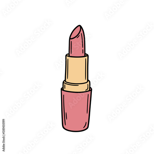 Lipstick in pastel pink color with golden casing  