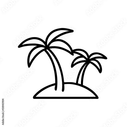 Palm trees icon in black outline