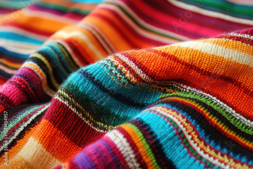 poncho Mexican cinco de mayo rug blanket serape fiesta traditional Mexico poncho background Mexican stripes copy space blanket minimal simple cinco de mayo serape pattern background