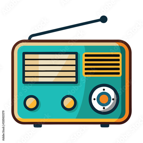 Minimalist Vector Illustration of Retro FM Radio for Vintage Themes
