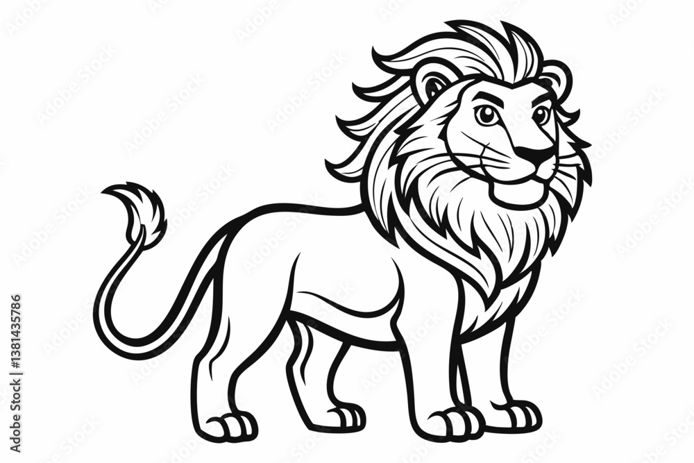 Fototapeta premium coloring page line art the king lion black vector