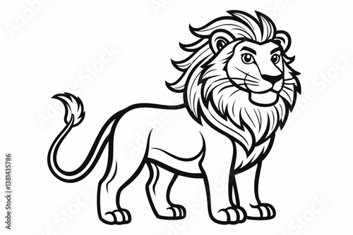 coloring page line art the king lion black vector