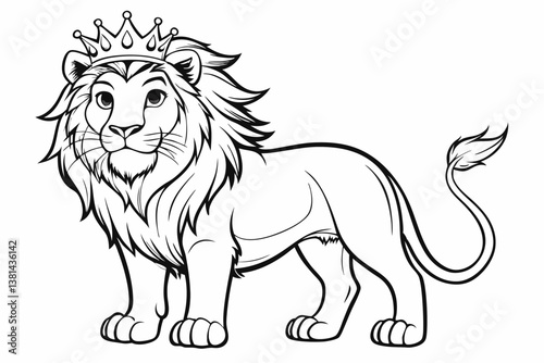 coloring page line art the king lion black vector