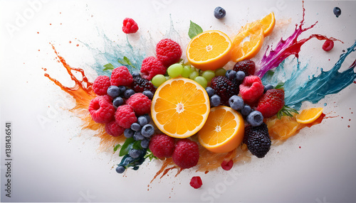 Citrus Fruits with Colorful Splash