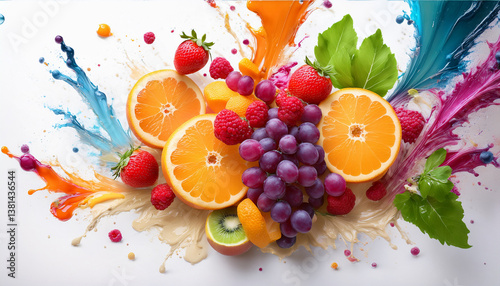 Citrus Fruits with Colorful Splash