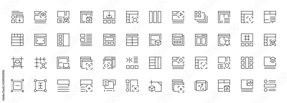 Interface, web UI/UX basic outline icons collection. User interface, essential, interface components and more. Editable stroke. Pixel perfect. Interface, web UI/UX basic outline icons collection. User interface, essential, interface components and more. Editable stroke. Pixel perfect.