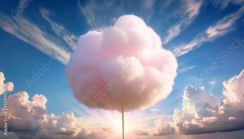 Surreal Cloud Tree in Blue Sky