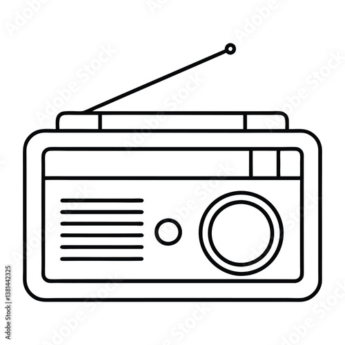 Minimalist Retro FM Radio Outline Illustration