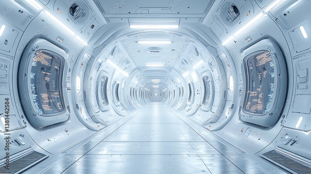Obraz premium Futuristic Spaceship Corridor: A Vision of Tomorrow's Travel
