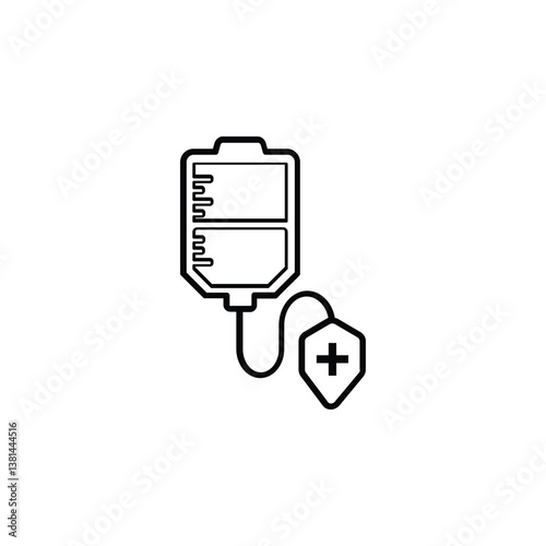 Icon of an infusion bag, representing medical care, hydration, and treatment.