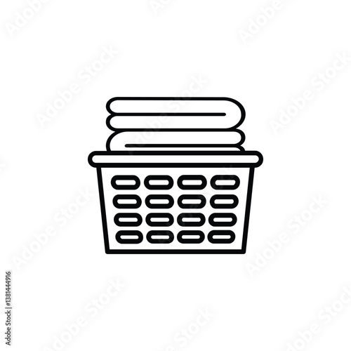 Icon of a laundry basket, symbolizing clothes washing, cleaning, and home organization.