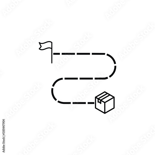 Icon of a package delivery route, symbolizing efficient logistics and timely service.