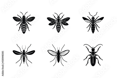 Insect silhouette vector Bundle  illustration