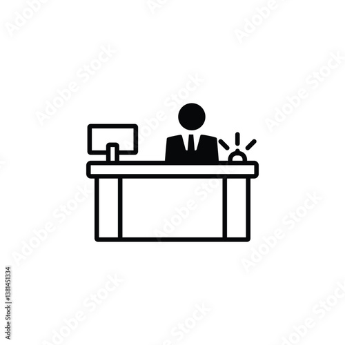 Reception desk icon, representing hospitality, service, and welcoming environments.