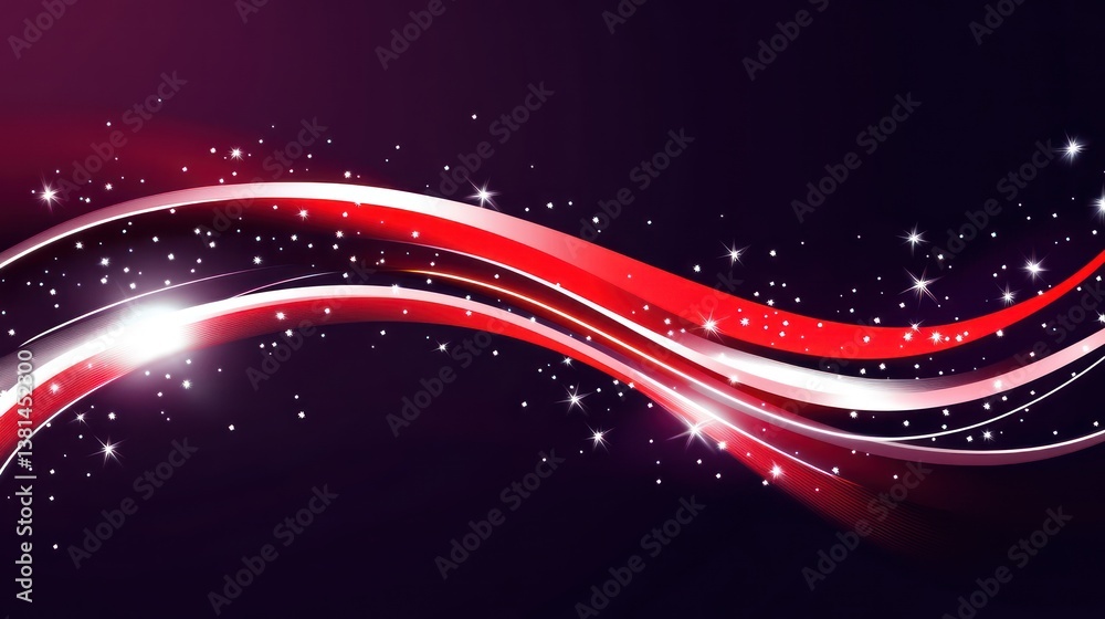 Obraz premium A futuristic corporate logo design with glowing red lines and sparkling white stars against a dark purple background